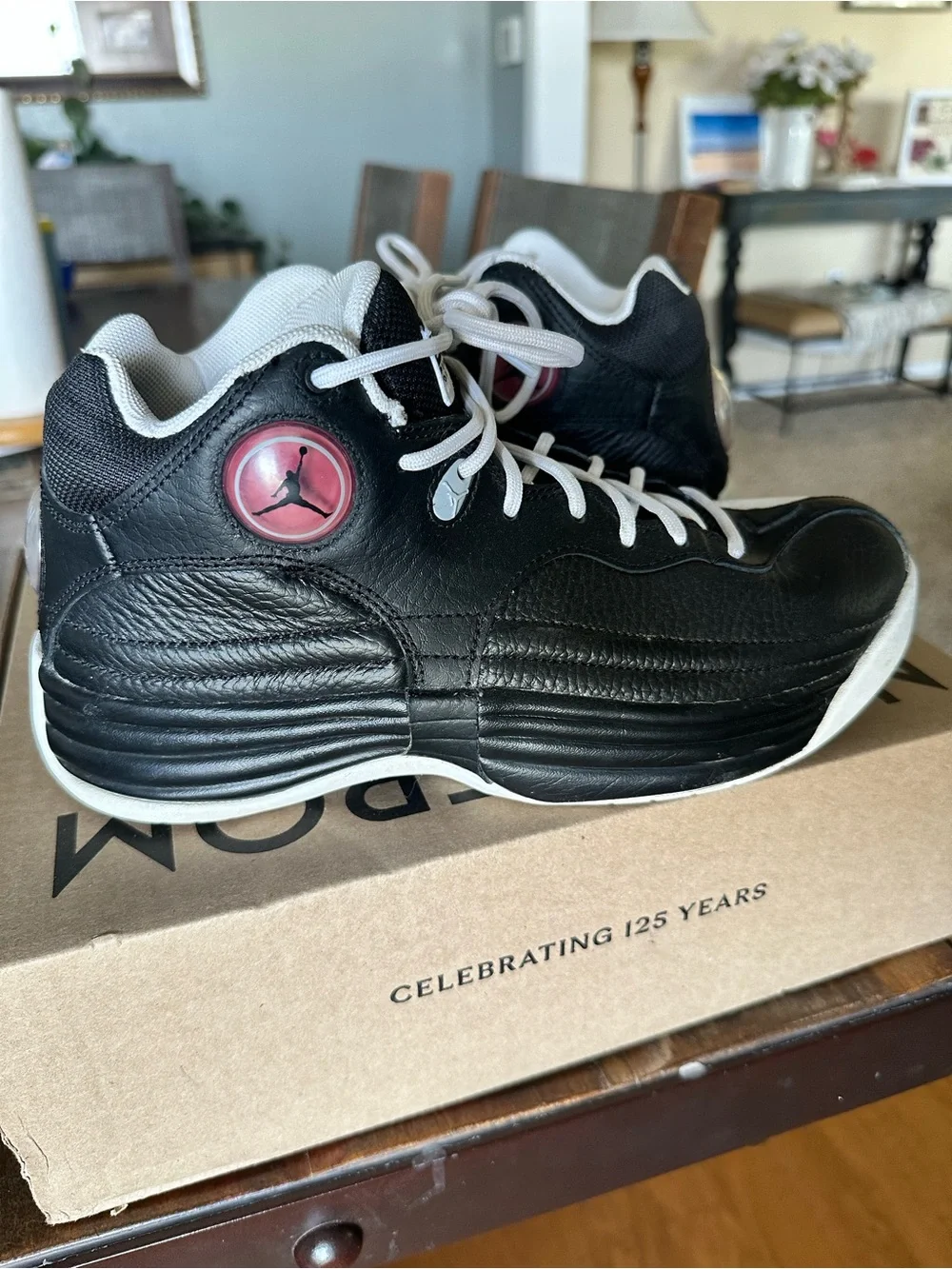 Jordan Jumpman 1Men’s Black and White High-Top Basketball Shoes with Red Jumpman